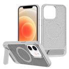 For iPhone 12 / 12 Pro Honeycomb Cooling MagSafe Phone Case with Invisible Holder(Silver) - 1