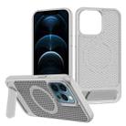 For iPhone 12 Pro Max Honeycomb Cooling MagSafe Phone Case with Invisible Holder(Silver) - 1