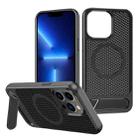 For iPhone 13 Pro Honeycomb Cooling MagSafe Phone Case with Invisible Holder(Black) - 1