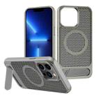 For iPhone 13 Pro Honeycomb Cooling MagSafe Phone Case with Invisible Holder(Grey) - 1