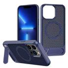 For iPhone 13 Pro Honeycomb Cooling MagSafe Phone Case with Invisible Holder(Blue) - 1