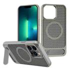 For iPhone 13 Pro Max Honeycomb Cooling MagSafe Phone Case with Invisible Holder(Grey) - 1