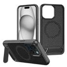 For iPhone 14 Plus / 15 Plus Honeycomb Cooling MagSafe Phone Case with Invisible Holder(Black) - 1