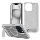 For iPhone 14 Plus / 15 Plus Honeycomb Cooling MagSafe Phone Case with Invisible Holder(Silver) - 1