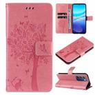 For vivo V40 SE 5G / Y100 IDN Tree & Cat Embossed Pattern Flip Leather Phone Case(Pink) - 1