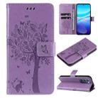 For vivo V40 SE 5G / Y100 IDN Tree & Cat Embossed Pattern Flip Leather Phone Case(Light Purple) - 1