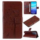 For vivo V40 SE 5G / Y100 IDN Tree & Cat Embossed Pattern Flip Leather Phone Case(Coffee) - 1