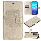 For vivo Y200e 5G Global / V30 Lite India Tree & Cat Embossed Pattern Flip Leather Phone Case(Gold) - 1