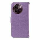 For vivo V30E / V40 Lite Global Tree & Cat Embossed Pattern Flip Leather Phone Case(Light Purple) - 3