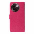For vivo V30E / V40 Lite Global Tree & Cat Embossed Pattern Flip Leather Phone Case(Rose Red) - 3