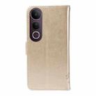 For vivo V50 Lite 5G Global Tree & Cat Embossed Pattern Flip Leather Phone Case(Gold) - 3