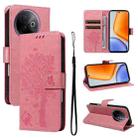 For vivo Y39 5G Global Tree & Cat Embossed Pattern Flip Leather Phone Case(Pink) - 1