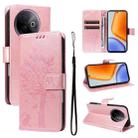 For vivo Y39 5G Global Tree & Cat Embossed Pattern Flip Leather Phone Case(Rose Gold) - 1