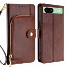 For Google Pixel 8a Zipper Bag Leather Phone Case(Brown) - 1