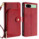 For Google Pixel 8a Zipper Bag Leather Phone Case(Red) - 1