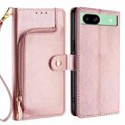For Google Pixel 8a Zipper Bag Leather Phone Case(Rose Gold) - 1