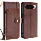 For Google Pixel 9 Zipper Bag Leather Phone Case(Brown) - 1