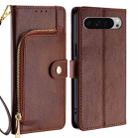 For Google Pixel 9 Pro XL Zipper Bag Leather Phone Case(Brown) - 1