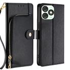 For Itel A50 4G Zipper Bag Leather Phone Case(Black) - 1