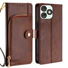 For Itel A50 4G Zipper Bag Leather Phone Case(Brown) - 1