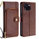 For Itel A50C 4G Zipper Bag Leather Phone Case(Brown) - 1