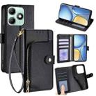 For itel A90 4G Zipper Bag Leather Phone Case(Black) - 1