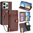 For itel A90 4G Zipper Bag Leather Phone Case(Brown) - 1