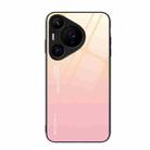 For Huawei Pura 70 Pro Gradient Color Glass Phone Case(Yellow Pink) - 1