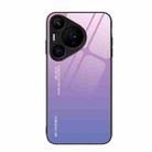 For Huawei Pura 70 Pro Gradient Color Glass Phone Case(Pink Purple) - 1