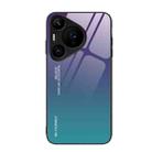 For Huawei Pura 70 Pro Gradient Color Glass Phone Case(Aurora Blue) - 1
