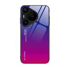 For Huawei Pura 70 Pro Gradient Color Glass Phone Case(Purple Red) - 1