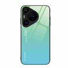 For Huawei Pura 70 Pro Gradient Color Glass Phone Case(Green Cyan) - 1