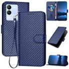 For vivo V29e Global/Y200 5G Global YX0070 Carbon Fiber Buckle Leather Phone Case with Lanyard(Royal Blue) - 1