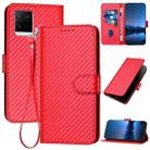 For vivo Y21 2021 / Y33s / Y21s YX0070 Carbon Fiber Buckle Leather Phone Case with Lanyard(Red) - 1