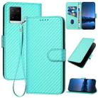For vivo Y21 2021 / Y33s / Y21s YX0070 Carbon Fiber Buckle Leather Phone Case with Lanyard(Light Blue) - 1