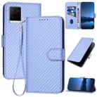 For vivo Y21 2021 / Y33s / Y21s YX0070 Carbon Fiber Buckle Leather Phone Case with Lanyard(Light Purple) - 1