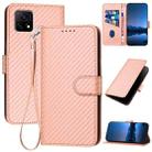 For vivo Y52s 5G/iQOO U3/Y31s 5G YX0070 Carbon Fiber Buckle Leather Phone Case with Lanyard(Pink) - 1