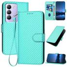 For vivo Y100 5G IDN / Y200e 5G Global YX0070 Carbon Fiber Buckle Leather Phone Case with Lanyard(Light Blue) - 1