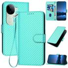 For vivo iQOO Z9s / V40e India YX0070 Carbon Fiber Buckle Leather Phone Case with Lanyard(Light Blue) - 1