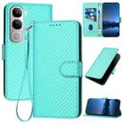 For vivo Y300 / V40 Lite 4G / 5G IDN YX0070 Carbon Fiber Buckle Leather Phone Case with Lanyard(Light Blue) - 1