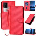 For vivo iQOO 7 India / iQOO Neo5 YX0070 Carbon Fiber Buckle Leather Phone Case with Lanyard(Red) - 1