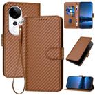 For vivo S19 Pro YX0070 Carbon Fiber Buckle Leather Phone Case with Lanyard(Coffee) - 1