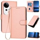 For vivo S19 Pro YX0070 Carbon Fiber Buckle Leather Phone Case with Lanyard(Pink) - 1