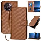 For vivo V30e YX0070 Carbon Fiber Buckle Leather Phone Case with Lanyard(Coffee) - 1