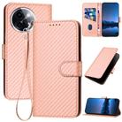 For vivo Y200i YX0070 Carbon Fiber Buckle Leather Phone Case with Lanyard(Pink) - 1