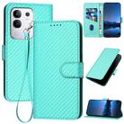For vivo Y29 4G YX0070 Carbon Fiber Buckle Leather Phone Case with Lanyard(Light Blue) - 1