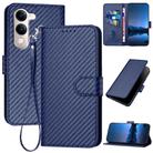 For vivo Y29s 5G / Y04 4G Global YX0070 Carbon Fiber Buckle Leather Phone Case with Lanyard(Royal Blue) - 1