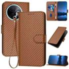 For vivo Y39 5G YX0070 Carbon Fiber Buckle Leather Phone Case with Lanyard(Coffee) - 1