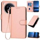 For vivo X200 Ultra YX0070 Carbon Fiber Buckle Leather Phone Case with Lanyard(Pink) - 1