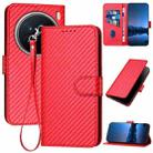 For vivo X200 Pro YX0070 Carbon Fiber Buckle Leather Phone Case with Lanyard(Red) - 1